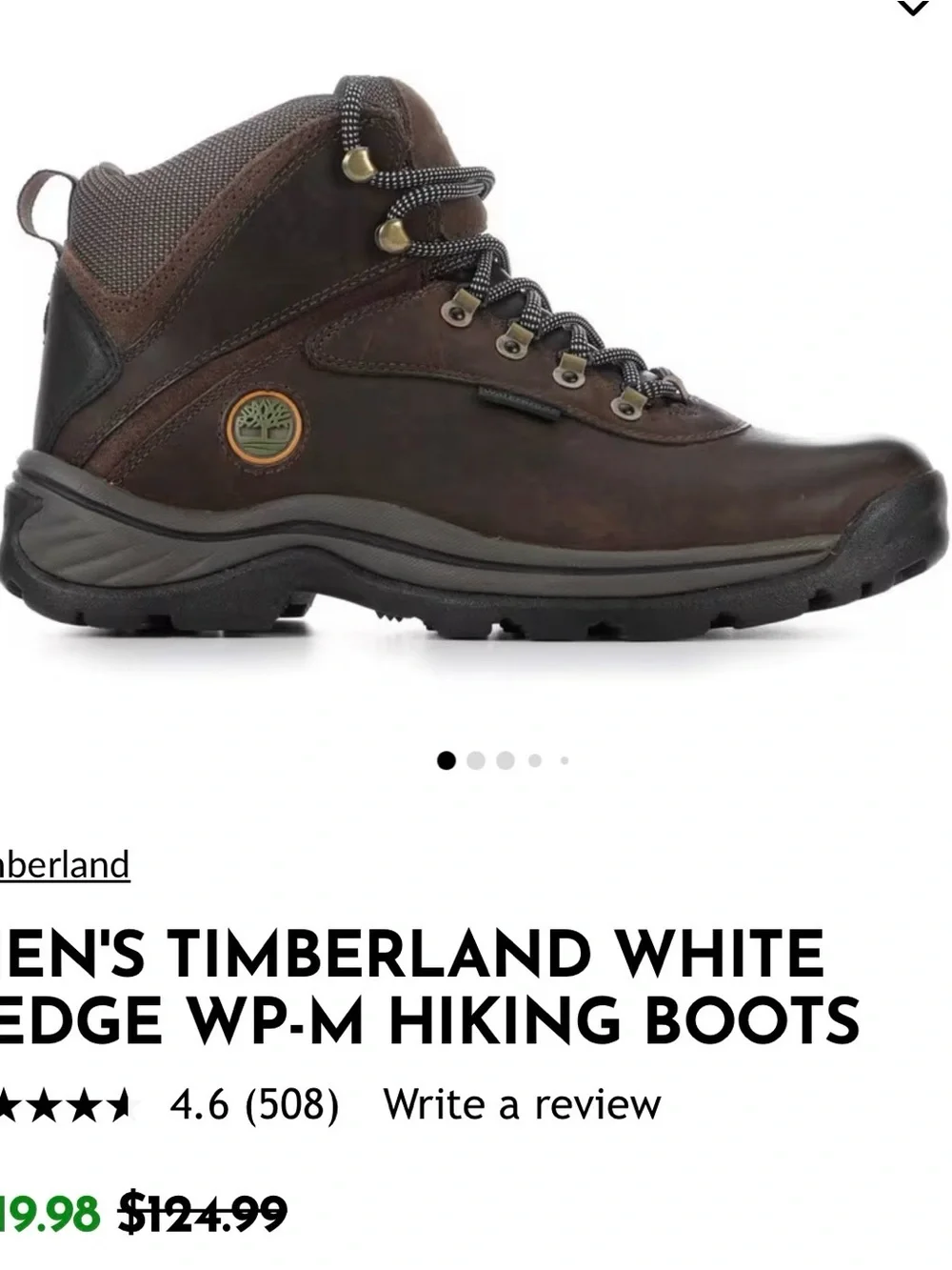 Timberland Brown Leather Men's Boat-Style Hiking Boot